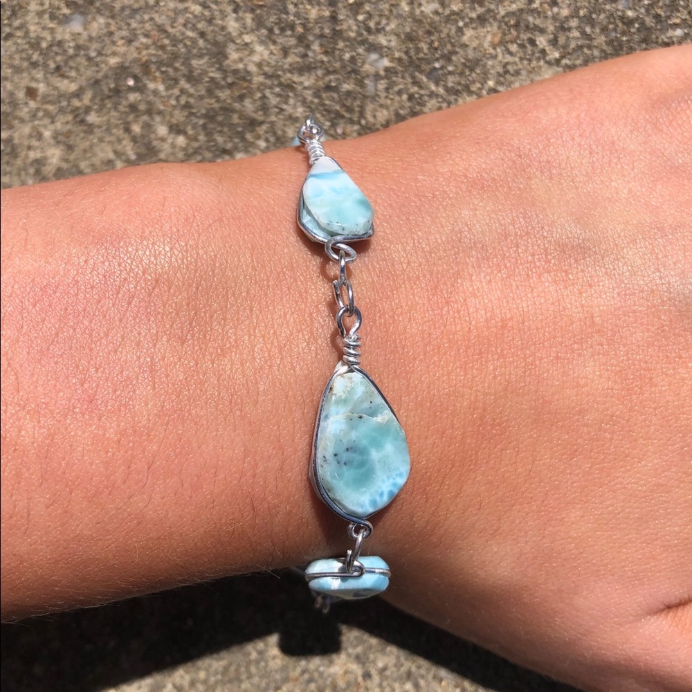 Handmade bracelet with real turquoise stones